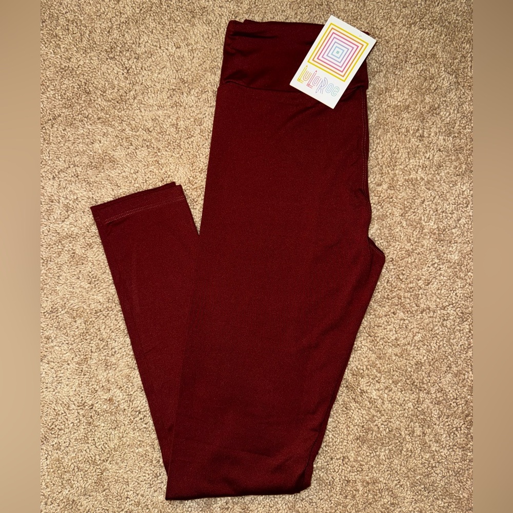 LulaRoe Burgundy - Maroon Leggings NWT